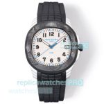 Swiss Clone DIW Patek Philippe Aquanaut 5167 Quartz & Carbon Case White Dial Watch 
